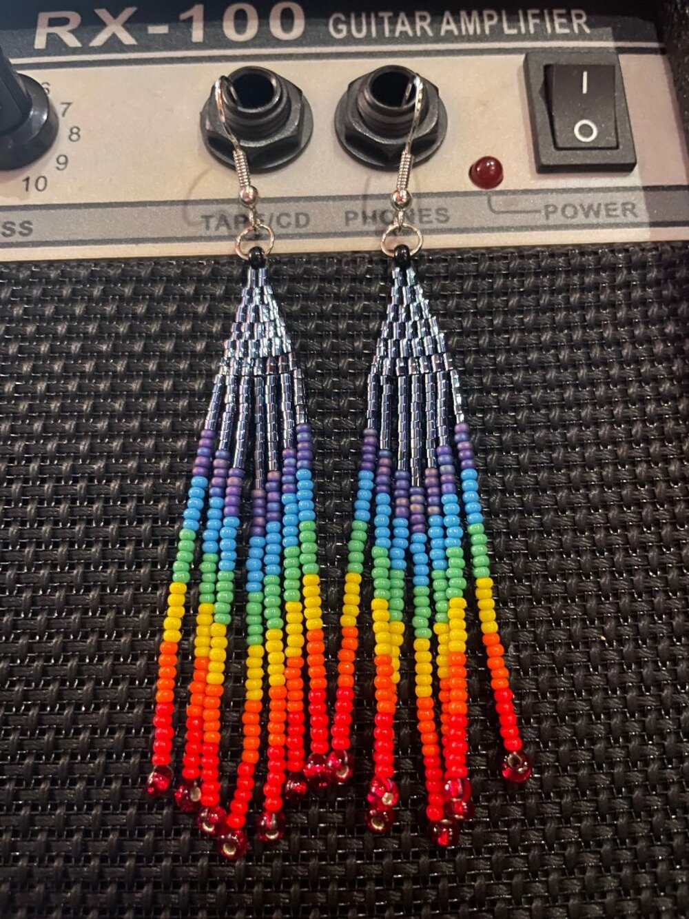 Pride rainbow fringe bead earrings